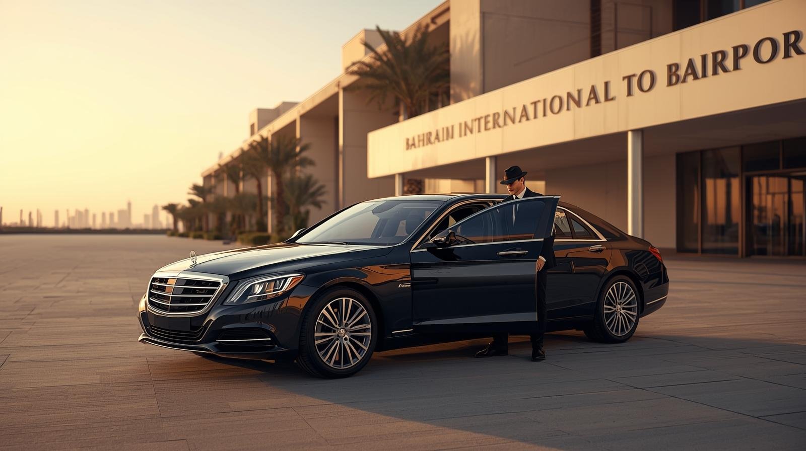 Luxury airport arrival scene in Bahrain